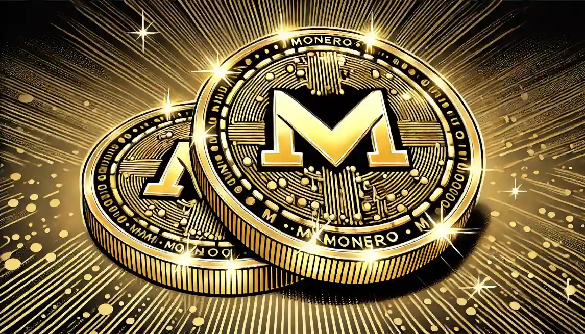 Gold Monero cryptocurrency coin close-up illustration