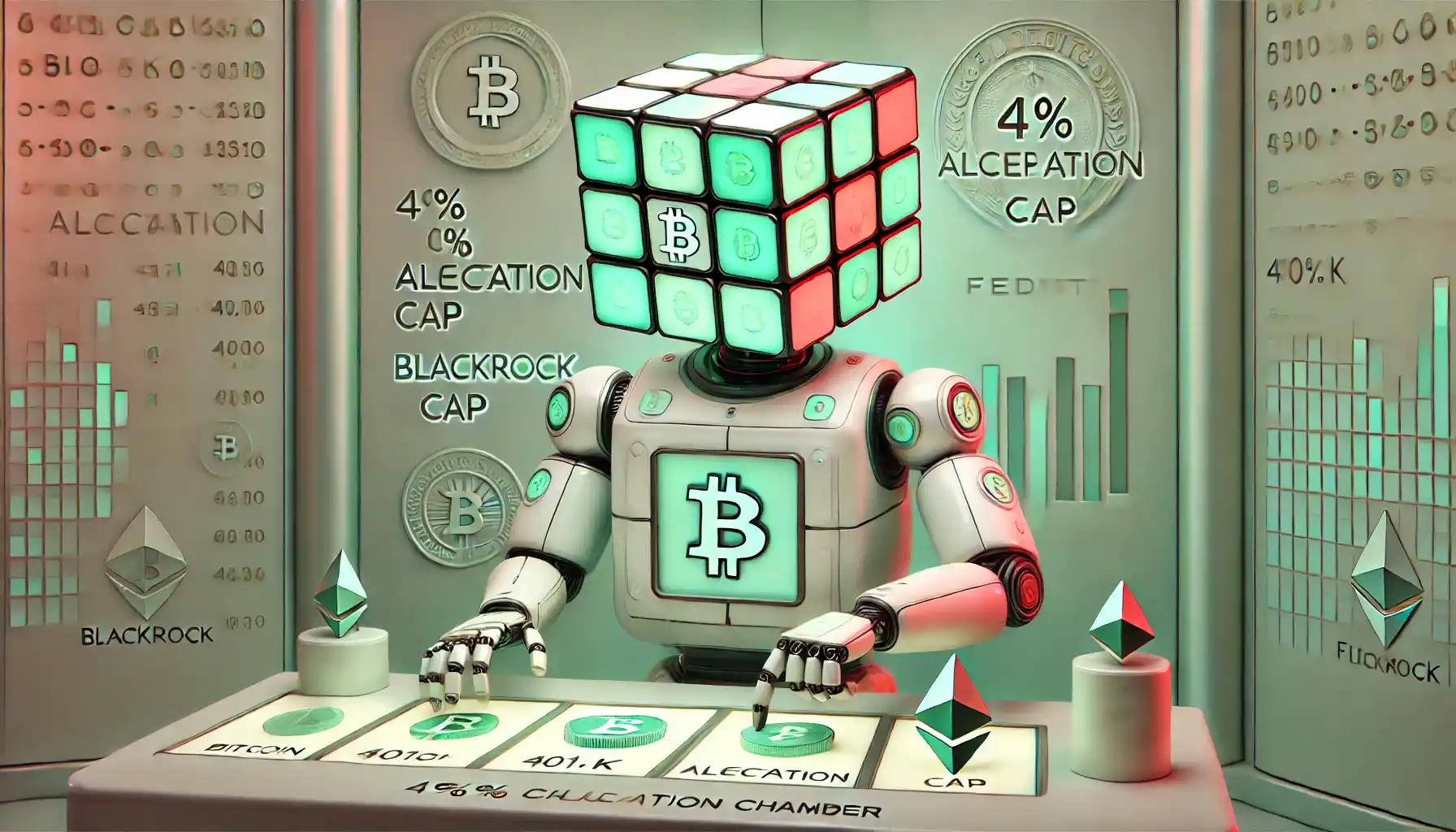 Robot engraving Bitcoin rules for regulated crypto price index