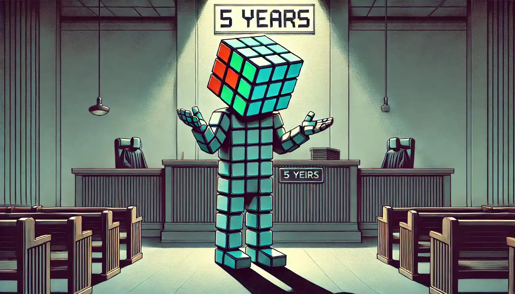 Robot pleading for a 5-year prison term, anticipating sentencing hearing