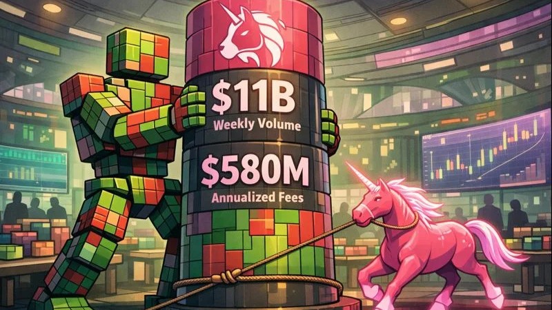 Robot steadies UNI volume column amid evolving crypto price environment