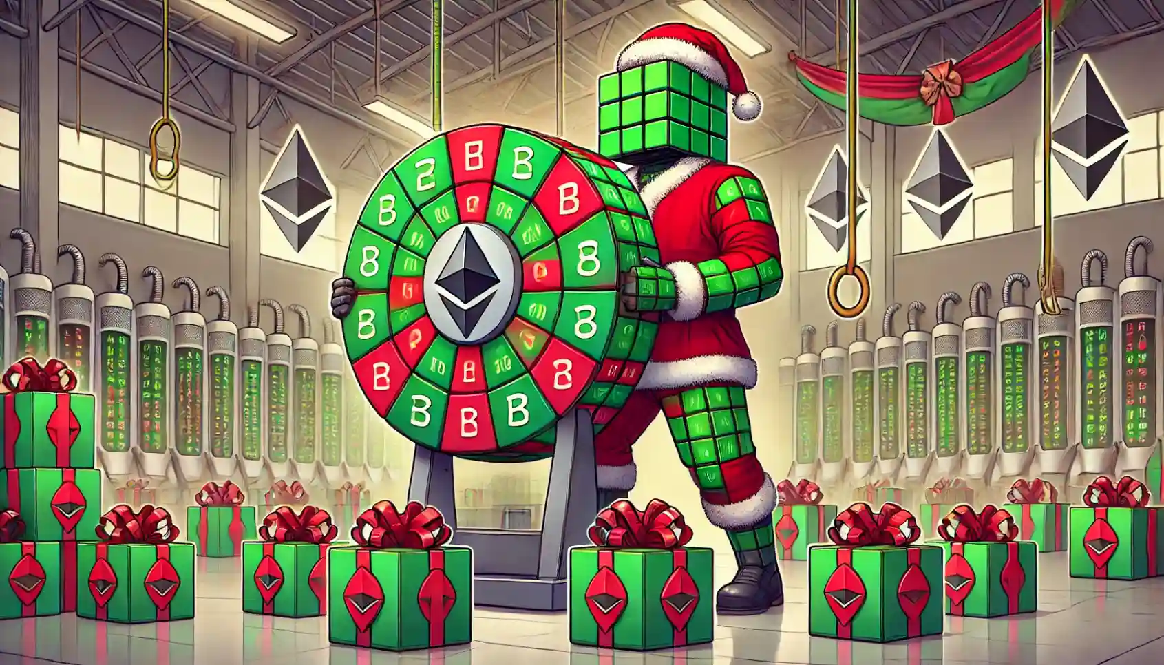 Robot turns Ethereum gift-wheel assigning private matches through secure randomness