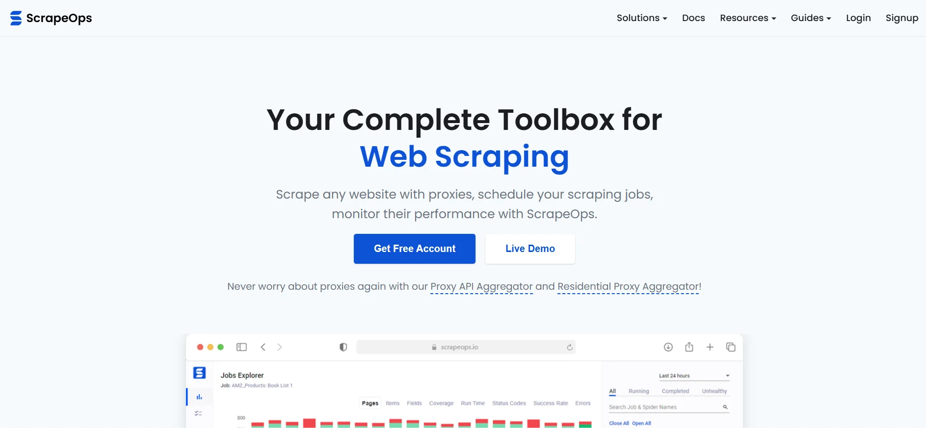 ScrapeOps hompage