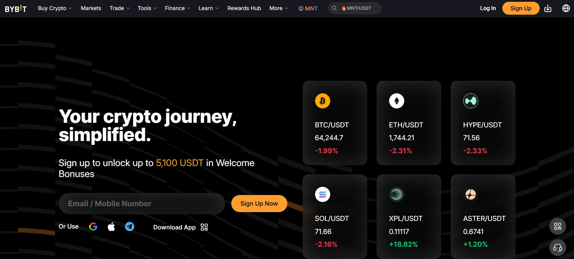 Bybit homepage